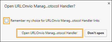 Mensagem do handler de protocolo do Onvio/Chrome